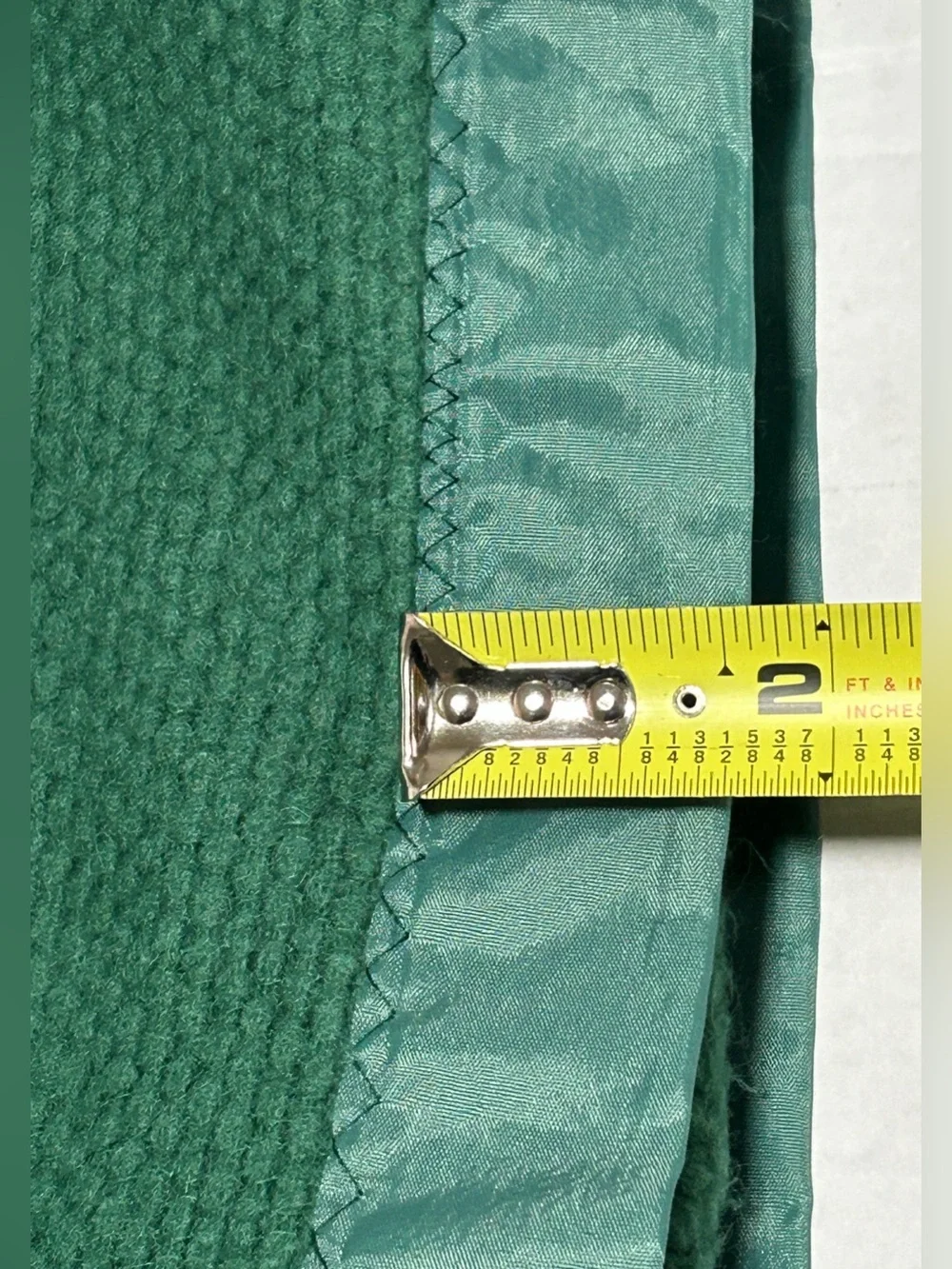 Vintage Emerald Green Textured Throw Blanket with Satin Trim